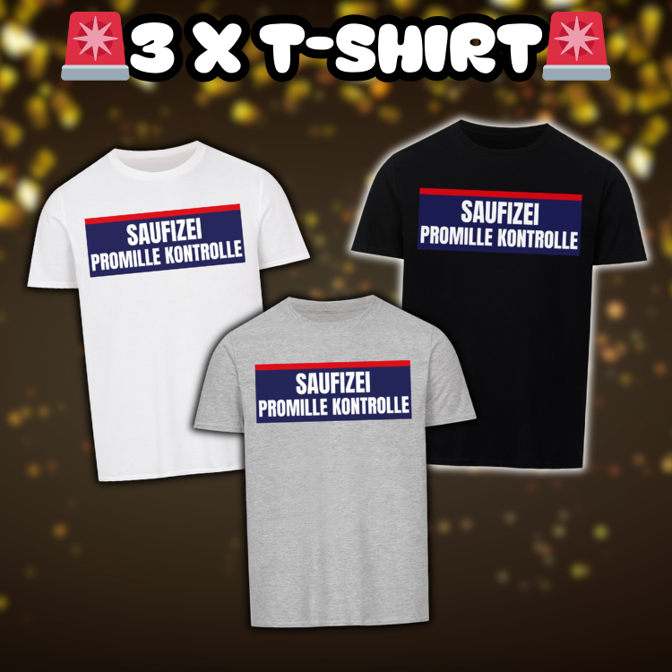 Saufizei Promille Kontrolle Österreich Edition | 3xT-Shirt - Bundle