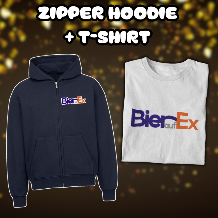 Bier auf Ex | Zipper Hoodie + T-Shirt - Bundle