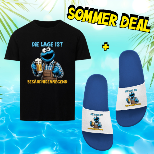 Die Lage ist Besäufniserregend Bier | Basic Shirt Unisex + Badelatschen