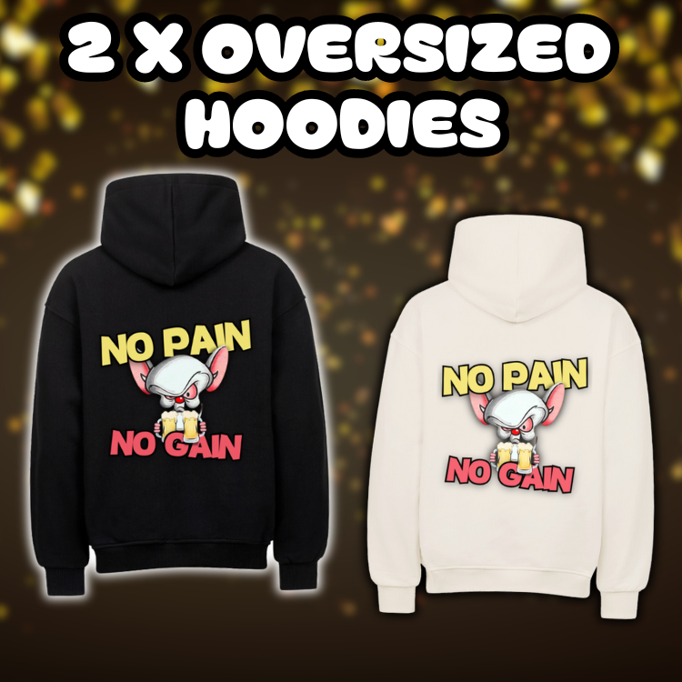 No pain no gain Rückendruck | 2 x Oversized Hoodie Bundle