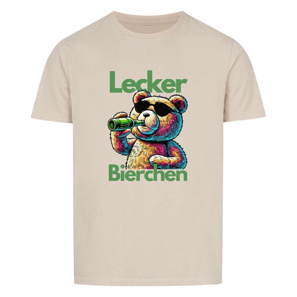 Lecker Bierchen Cooler Bär Shirt – Witziges Must-have für Bierfans mit Humor in der Farbe Sand.