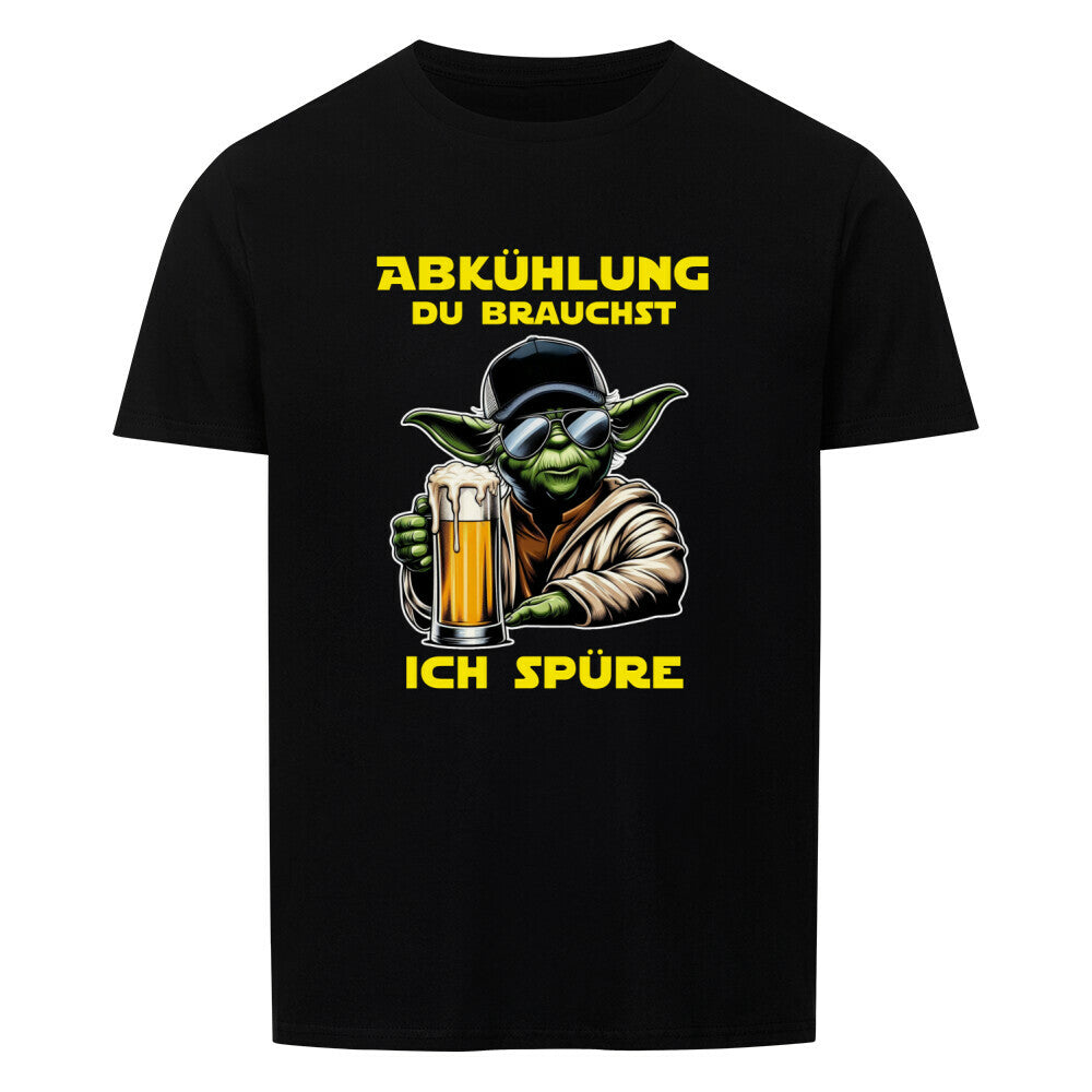 Ein Lustiges Partyshirt mit dem Spruch Abkühlung du brauchst ich spüre. Farbe Schwarz