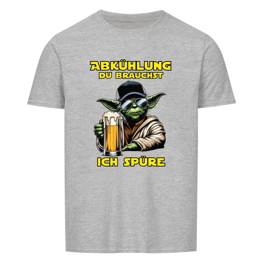 Ein Lustiges Partyshirt mit dem Spruch Abkuehlung du brauchst ich spuere. Farbe Grau