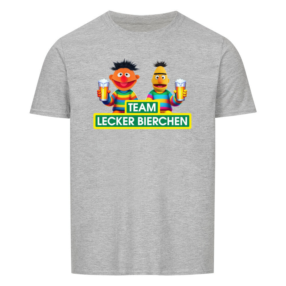 Ein Lustiges Partyshirt mit dem Spruch Team Lecker Bierchen. Farbe Grau