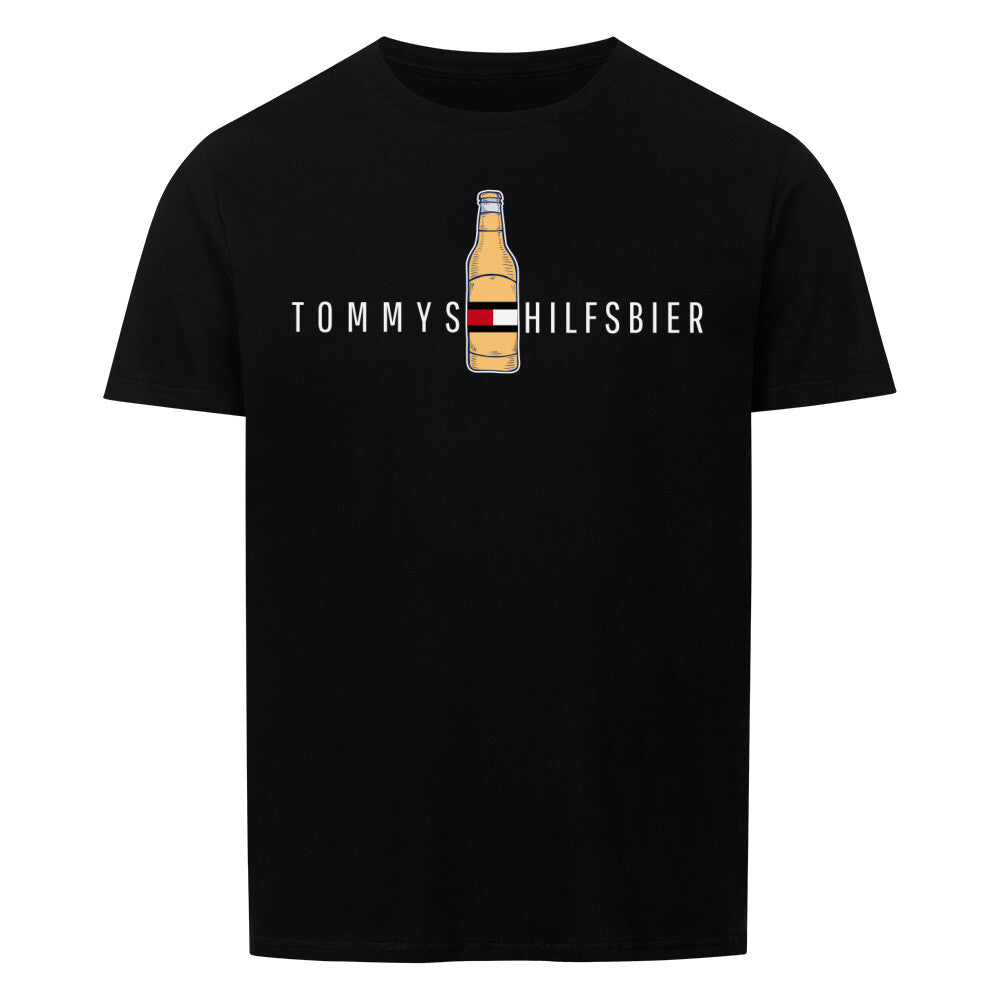 Ein Lustiges Partyshirt mit dem Spruch Tommys Hilfsbier. Farbe Schwarz