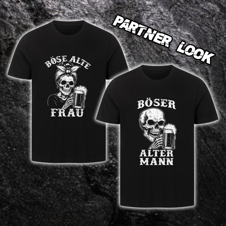 Böse alte Frau und Böser alter Mann | 2x Basic Shirt Unisex Bundle